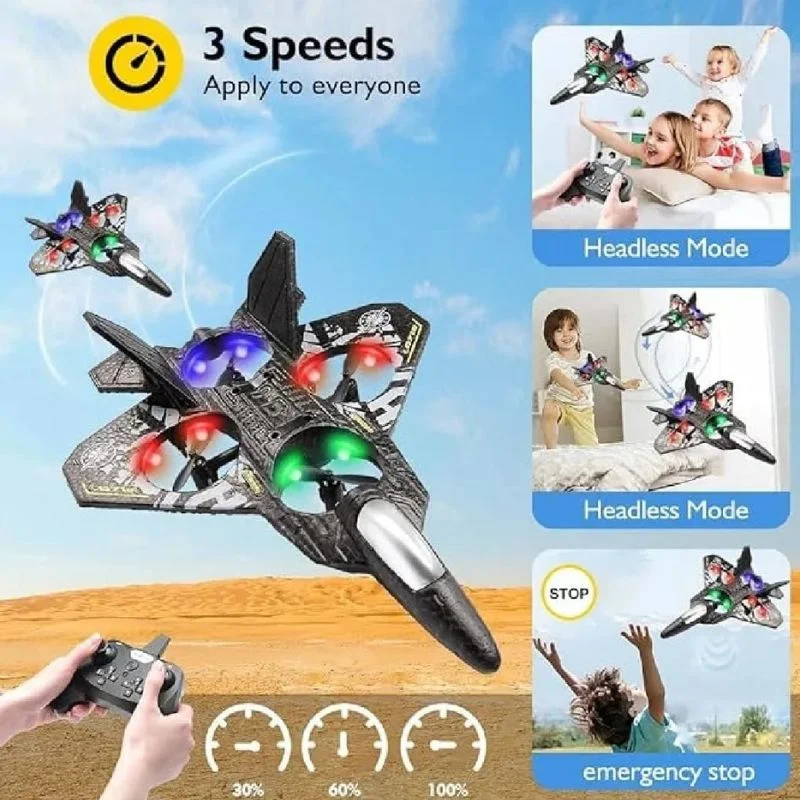 Premium RC Fighter Jet Plane 2.4 | Remote Control Foam Airplane Toy with Lights & 3D Stunt Glider - Image 4