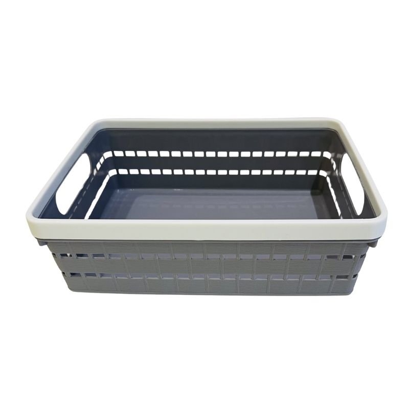 Multi-Purpose Woven Plastic Storage Basket with Handles Organizer Bin for Office, Pantry, and Home - Image 3