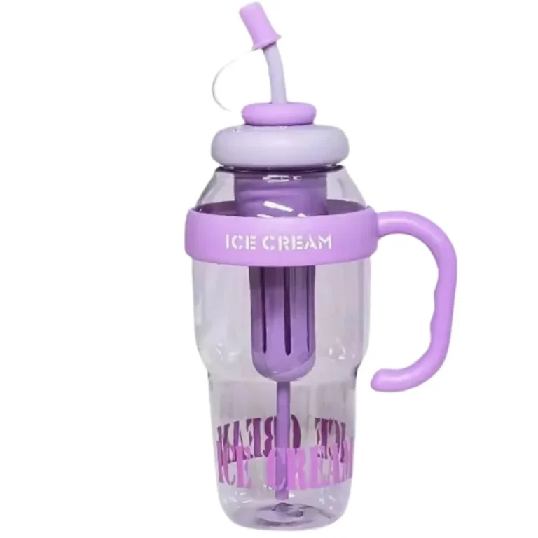 Ice Cream Water Bottle with Straw & Tea Infuser | 1400ml | | Large Capacity Gym & Summer Drink Bottle | Random color - Image 3