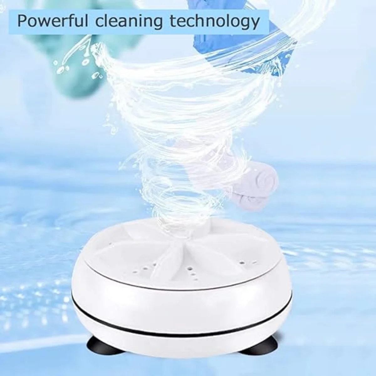Portable USB Mini Turbo Washer | Ultrasonic Travel Washing Machine for Socks, Underwear & Dishes - Image 4