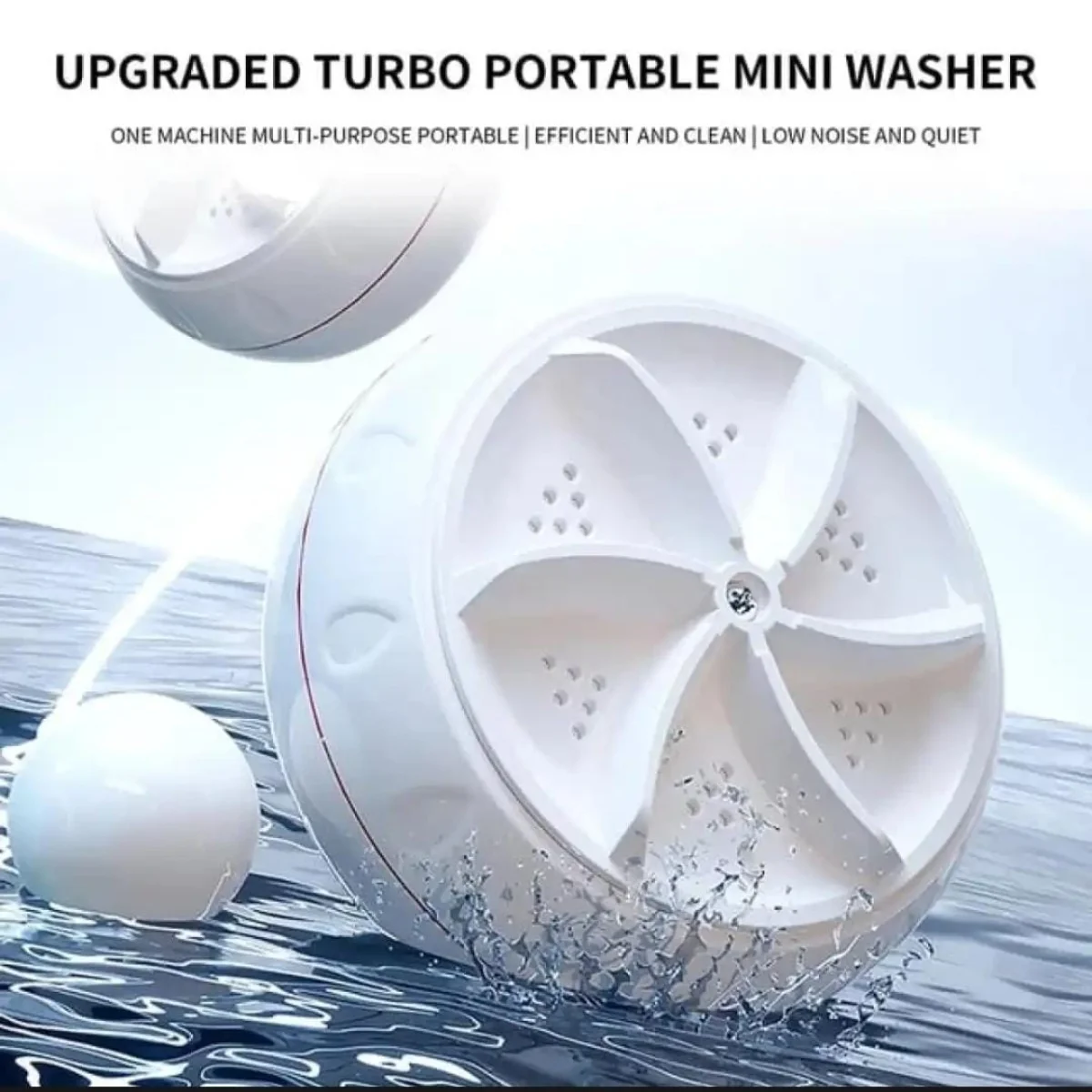 Portable USB Mini Turbo Washer | Ultrasonic Travel Washing Machine for Socks, Underwear & Dishes - Image 5