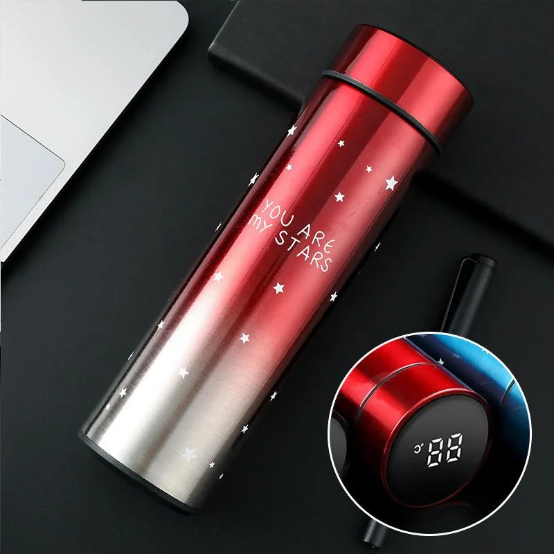 LED Temperature Display Water Bottle Stars Design | Smart Stainless Steel Vacuum 500ml Flask | Random Color - Image 3