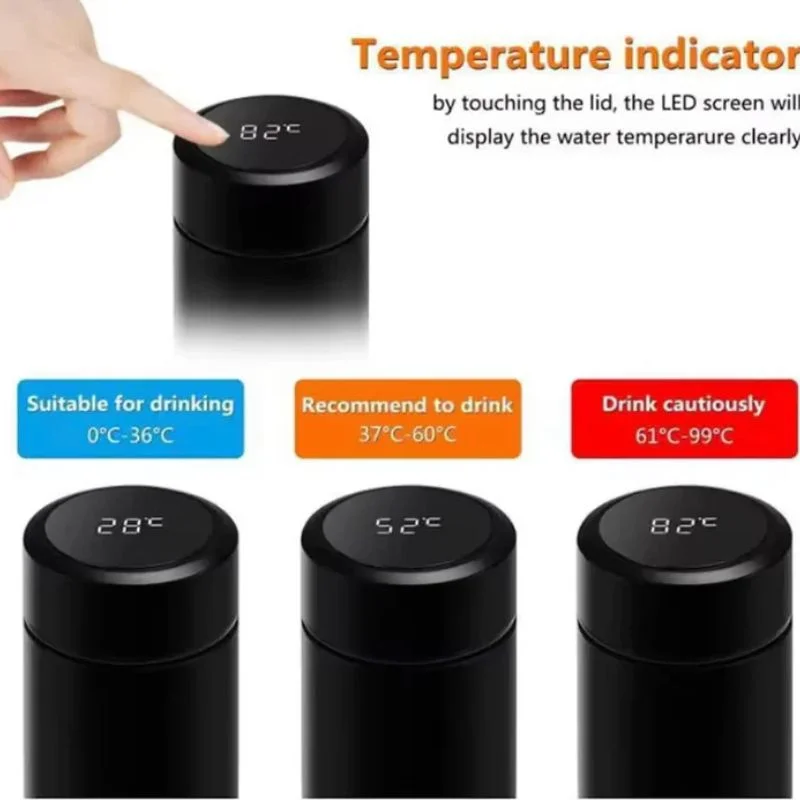 LED Temperature Display Water Bottle Stars Design | Smart Stainless Steel Vacuum 500ml Flask | Random Color - Image 4