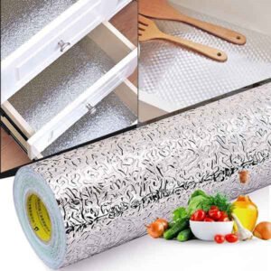 Silver Foil | Marble Sheet Sticker 40x200cm | Waterproof Self-Adhesive PVC Wallpaper for Furniture Walls