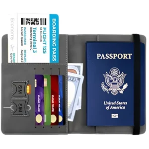 RFID Blocking Passport Wallet  | PU Leather Travel Document Holder with Card & Cash Pockets | Random Color