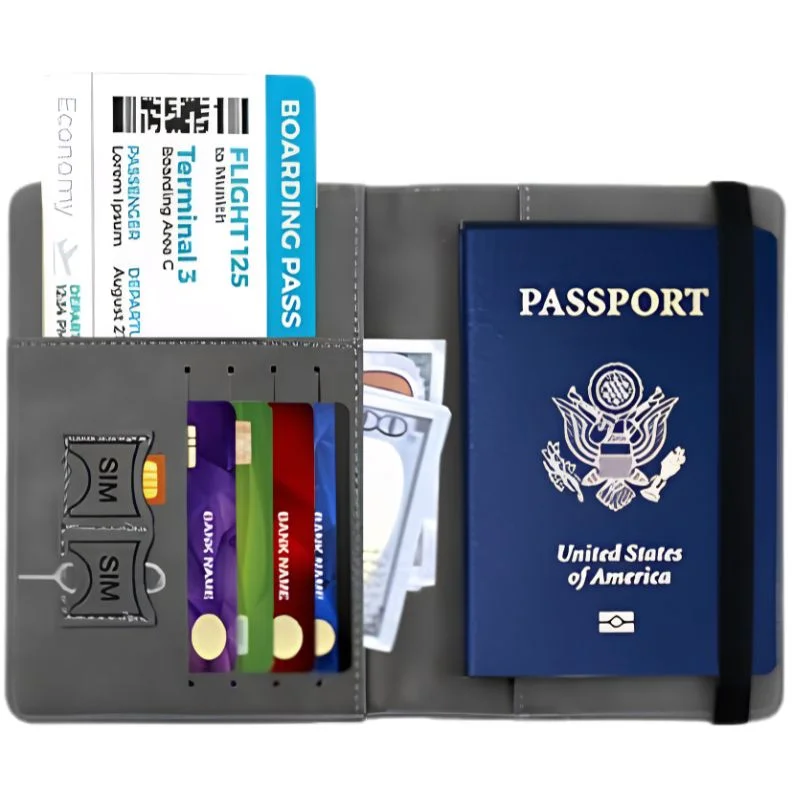 RFID Blocking Passport Wallet | PU Leather Travel Document Holder with Card & Cash Pockets | Random Color