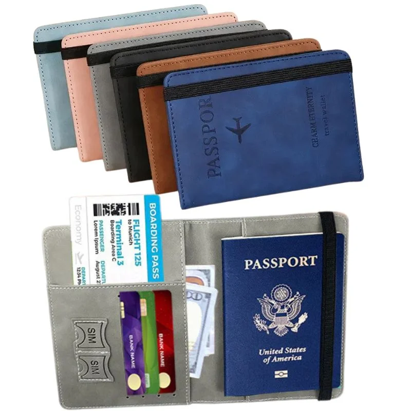 RFID Blocking Passport Wallet | PU Leather Travel Document Holder with Card & Cash Pockets | Random Color - Image 2