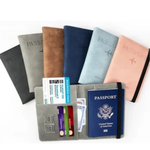 RFID Blocking Passport Wallet | PU Leather Travel Document Holder with Card & Cash Pockets | Random Color