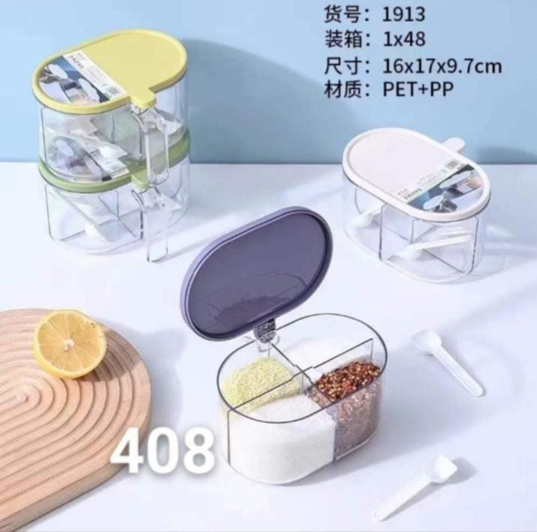 4 Compartments Spice Box | Masala Storage Box | Plastic Kitchen Organizer | Leak-Proof & Reusable - Image 3