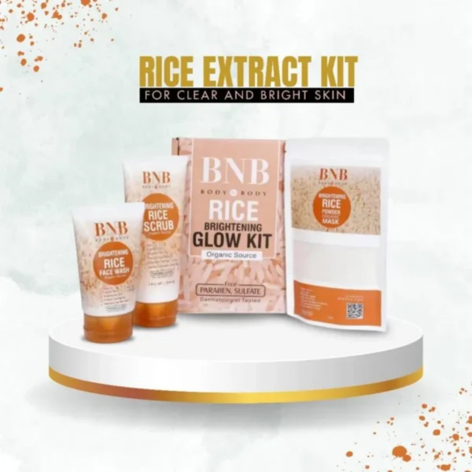 BNB Rice Extract Bright & Glow Facial Kit | 3-in-1 Whitening, Brightening & Hydrating Skincare - Image 2