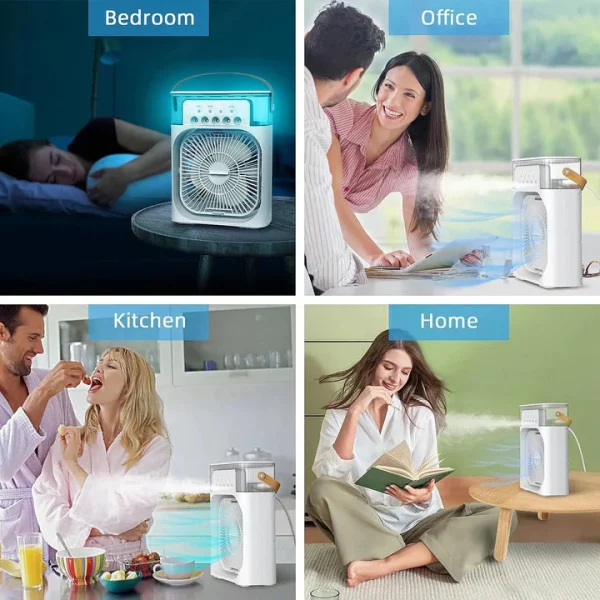 10-Inch Large Portable Air Conditioner Fan | USB Electric Fan with LED Night Light, Mist & Humidifier Function | Random Color - Image 2