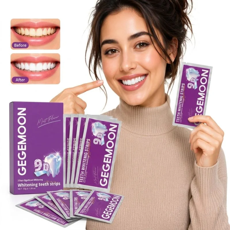 Gegemoon 9D Teeth Whitening Strips | Professional Teeth Whitening Kit | Enamel Safe Whitening Strips | Deep Stain Removal | Mint Flavor | 7 Pairs - Image 2