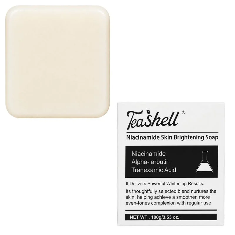 TeaShell Niacinamide Skin Brightening Soap | Face & Body Brightening Bar with Niacinamide, Alpha Arbutin & Tranexamic Acid | Deep Cleansing Formula | For Men & Women | 100g - Image 2