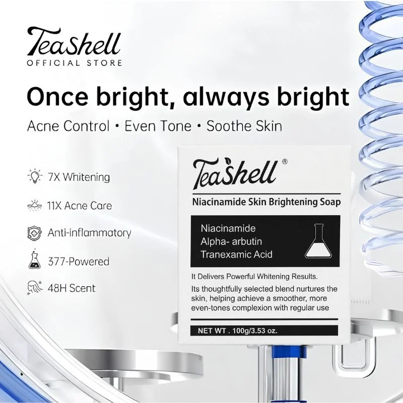 TeaShell Niacinamide Skin Brightening Soap | Face & Body Brightening Bar with Niacinamide, Alpha Arbutin & Tranexamic Acid | Deep Cleansing Formula | For Men & Women | 100g - Image 3