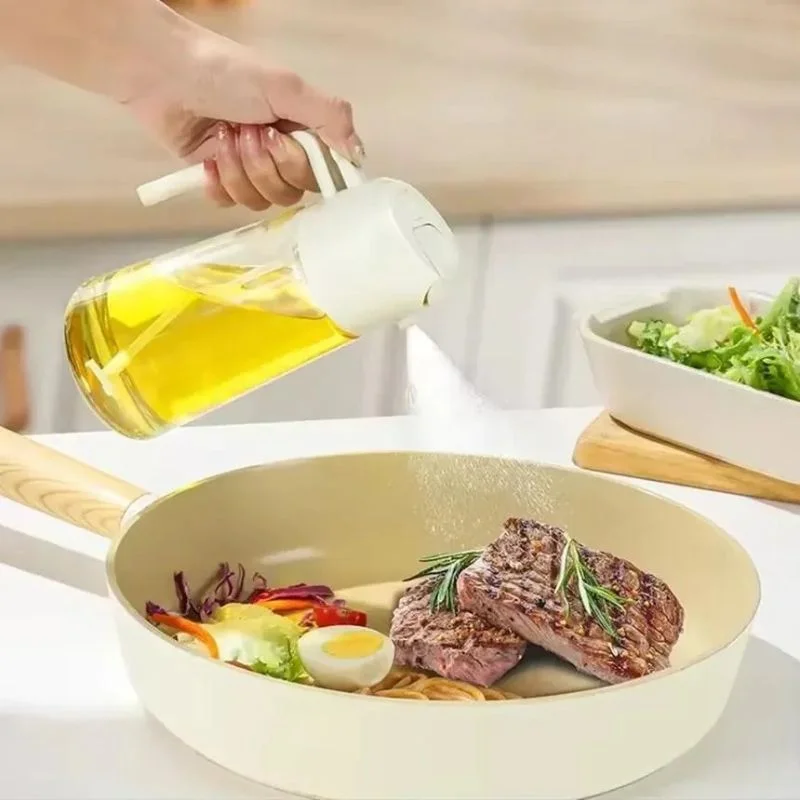 2-in-1 Glass Oil Spray Bottle & Dispenser with Pouring Spout | Kitchen Oil Mister for Air Fryer, BBQ & Cooking| 450ml - Image 2