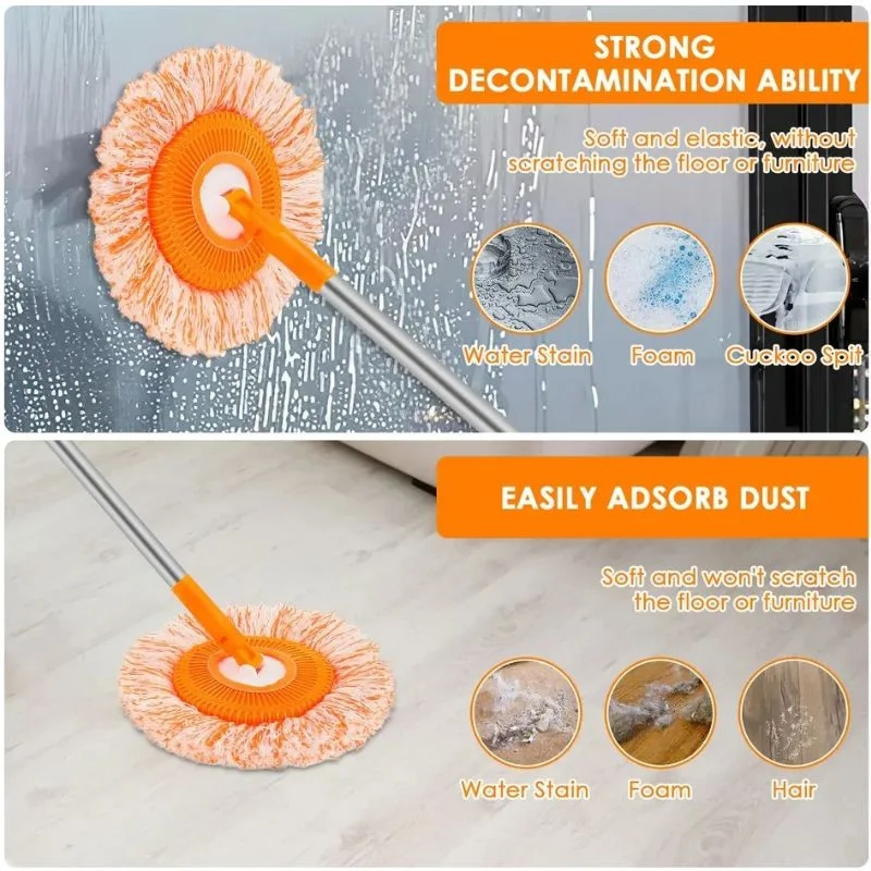 Sunflower Shape Cleaning Mop | 360° Rotating Extendable Microfiber | For Walls, Floors, Bathroom, Windows & Car Cleaning - Image 4